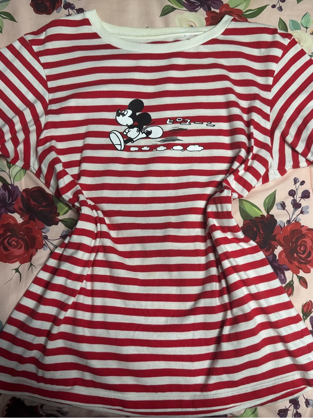 Uniqlo x Disney Red & White Striped Short Sleeve Tee